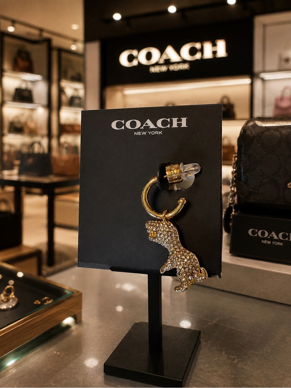 COACH Pavé Rexy Huggie Earrings - Picture 2 of 3